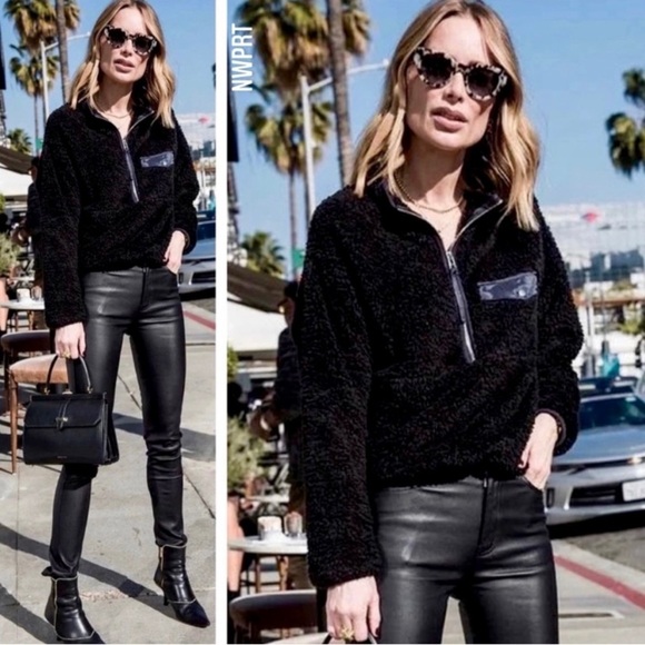 Anine Bing Sierra Pullover in Black Size Medium Teddy Sherpa - Picture 1 of 13